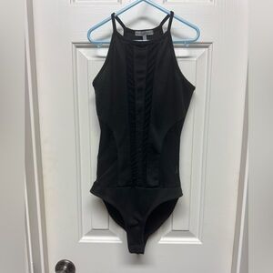 Charlotte Russe Black Bodysuit Top with Sleeveless Design